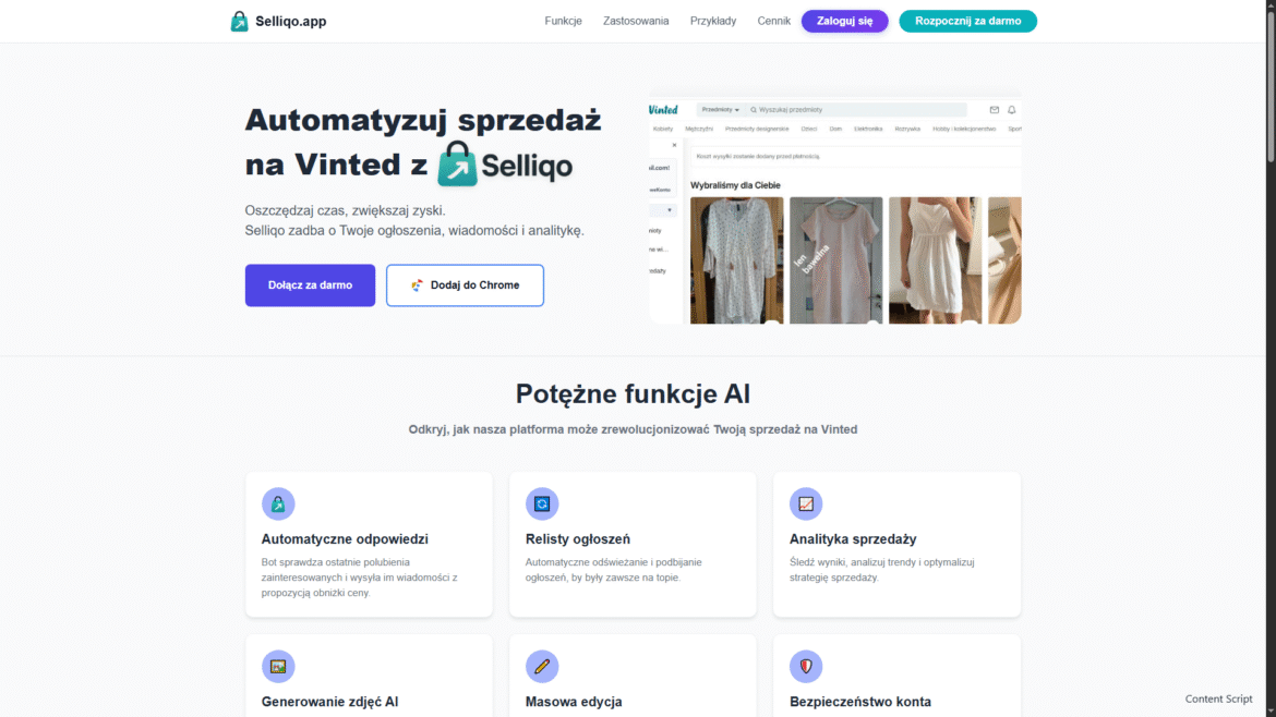Automatyzacja sprzedaży na Vinted dzięki wtyczce Selliqo.app – jak sprzedawać szybciej i skuteczniej